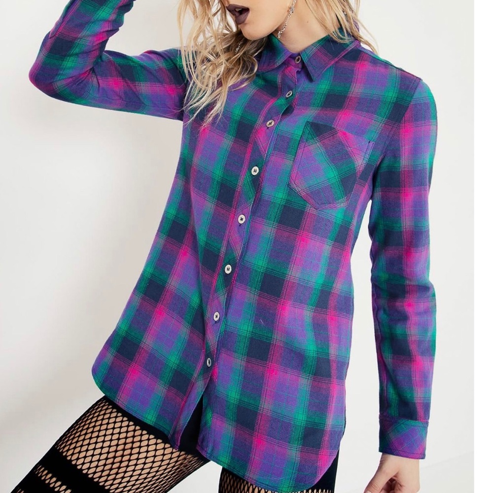 Plaid Purple Grunge Shirt L Price Firm